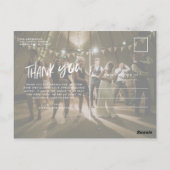 Hand Lettered Two Photo's モダン Thank You ポストカード (裏面)