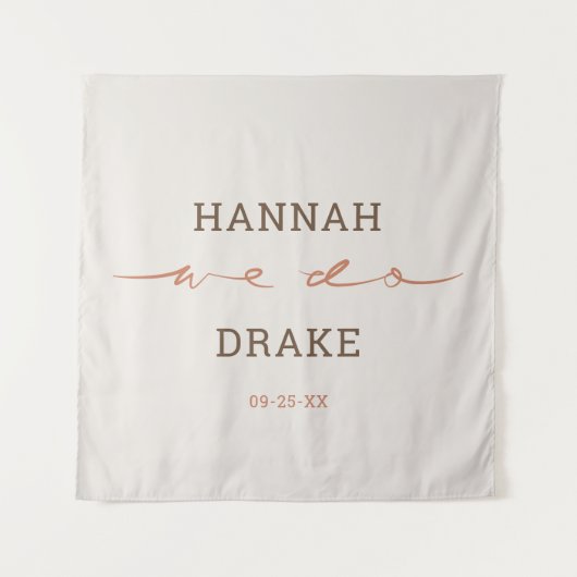 Hand Lettered We Do Script Wedding タペストリー (正面)