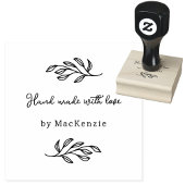 Hand Made With Love Botanical Line Art Custom Name ラバースタンプ