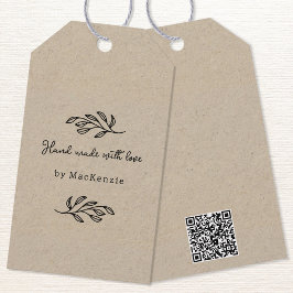 Hand Made With Love Brown Paper QR code Price Tag ギフトタグ
