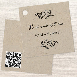 Hand Made With Love Brown QR Code Price Tag フェイバータグ