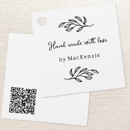Hand Made With Love QR Code Botanical Price Tag フェイバータグ