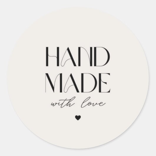 Hand Made With Love Simple Sticker – Small Busines ラウンドシール (正面)