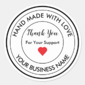 Hand Made With Love Small Businessありがとう ラウンドシール (正面)