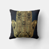 Hand of Fatima，保護のシンボル，ハンザ，金ゴールド クッション (裏面)