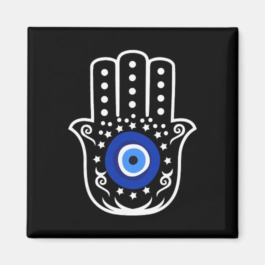 Hand Of Hamsa Fatima Turkish Tiger Eye Evil Protec マグネット (正面)