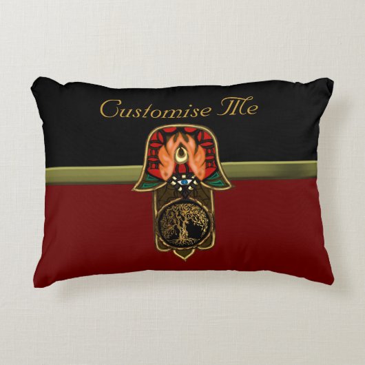 Hand of Hamsa feat: Tree of Life アクセントクッション (正面)