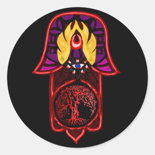 Hand of Hamsa feat: Tree of Life 3 ラウンドシール (正面)