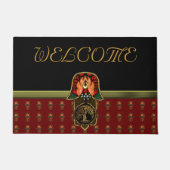 Hand of Hamsa feat: Tree of Life Red/金ゴールド ドアマット (正面)