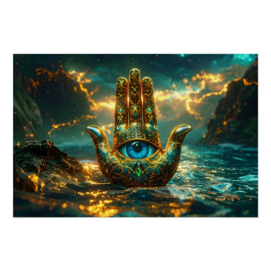 HAND OF HAMSA – HAND OF FATIMA – ZEN BUDDHISM ポスター (正面)