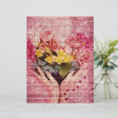 Hand old handwritting paper and pink  yellow roses (スタンド正面)