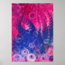 Hand Painted Abstract Art Pink and Blue Gouache 