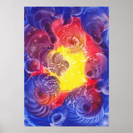 Hand Painted Abstract Cosmic Light Artwork ポスター (正面)