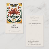 Hand Painted Abstract Floral Art Symmetrical 名刺 (正面/裏面)