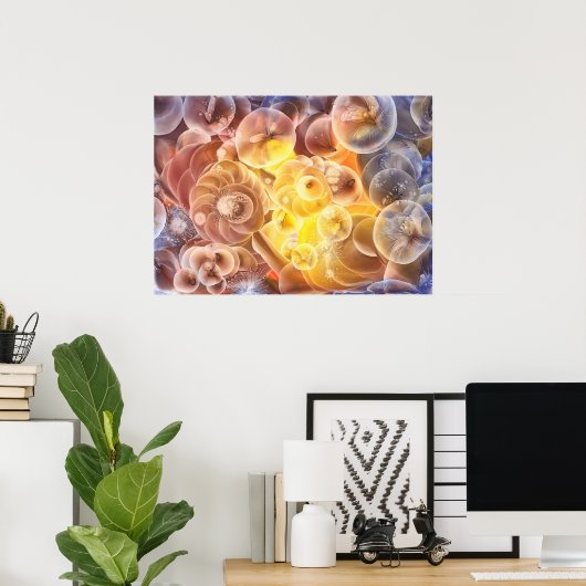 Hand Painted Abstract Flowers Gouache Fantasy Ar ポスター (ホームオフィス)