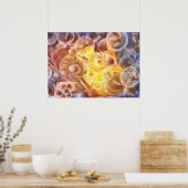 Hand Painted Abstract Flowers Gouache Fantasy Ar ポスター (キッチン)