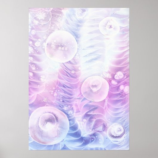 Hand Painted Abstract Light Pastel Gouache Art ポスター (正面)