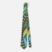 Hand Painted Abstract Tree and Geometry Design ネクタイ (正面)