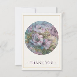Hand-Painted Anemones Thank You Card — Plum & Gold ノートカード