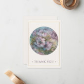 Hand-Painted Anemones Thank You Card — Plum & Gold ノートカード (正面/裏面インサイチュ)
