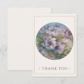 Hand-Painted Anemones Thank You Card — Plum & Gold ノートカード (正面/裏面)