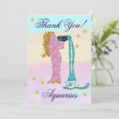 Hand-Painted Aquarius Birthday Thank You サンキューカード (スタンド正面)