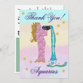 Hand-Painted Aquarius Birthday Thank You サンキューカード (正面/裏面)