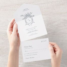 Hand-Painted Baroque Floral Ornament Wedding オールインワン招待状