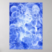Hand Painted Blue White Floral Abstract Art ポスター (正面)
