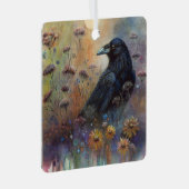 Hand Painted - Botanical Raven メタルオーナメント (正面右)