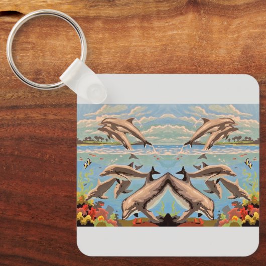 Hand Painted By Number | Playful Dolphins | キーホルダー (正面)