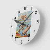 Hand Painted By Number | Playful Dolphins | ラウンド壁時計 (傾斜)