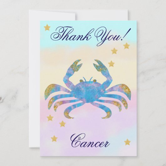 Hand-Painted Cancer Birthday Thank You サンキューカード (正面)