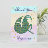 Hand-Painted Capricorn Birthday Thank You サンキューカード (スタンド正面)