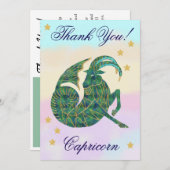 Hand-Painted Capricorn Birthday Thank You サンキューカード (正面/裏面)