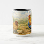 Hand-Painted Chicken & Chicks and Rooster Mug マグカップ (中央)