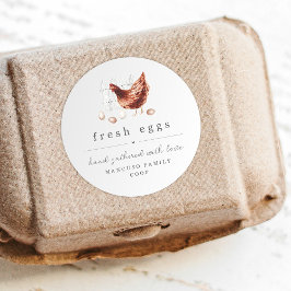 Hand Painted Chicken Farm or Coop Egg Carton Label ラウンドシール