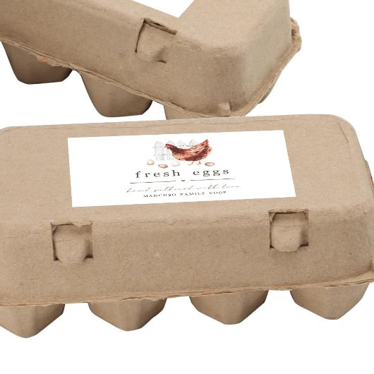 Hand Painted Chicken Farm or Coop Egg Carton Label 長方形シール