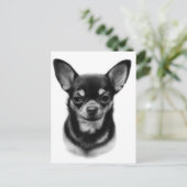 Hand Painted Chihuahua Pet Portrait ポストカード (スタンド正面)