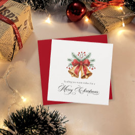 Hand Painted Christmas Bells & Greenery Christmas シーズンカード
