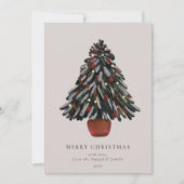 Hand-Painted Christmas Tree Family Greeting シーズンカード (正面)