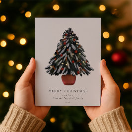 Hand-Painted Christmas Tree Family Greeting シーズンカード