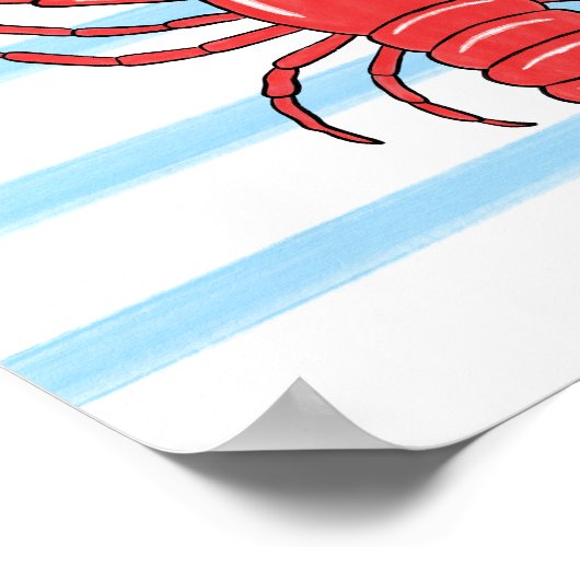 Hand-Painted Coastal Mediterranean Lobster Art ポスター (角)