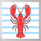 Hand-Painted Coastal Mediterranean Lobster Art ポスター (正面)