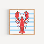 Hand-Painted Coastal Mediterranean Lobster Art ポスター