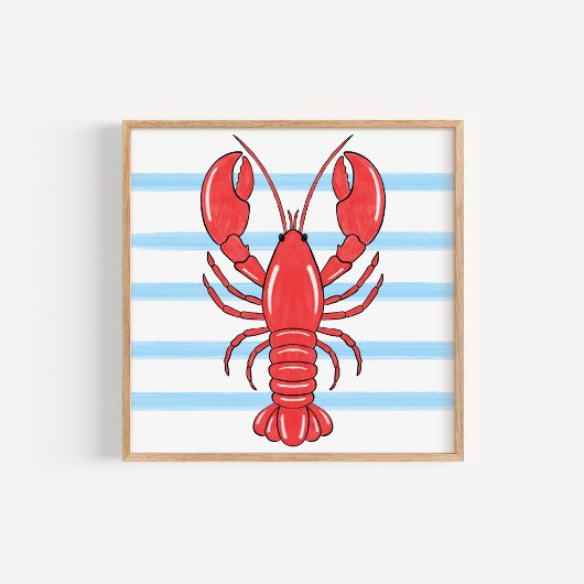 Hand-Painted Coastal Mediterranean Lobster Art ポスター