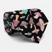 Hand Painted Cute Mushroom Fungi Pattern  Neck Tie ネクタイ (ロール)