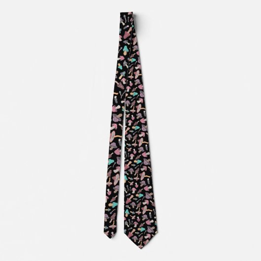 Hand Painted Cute Mushroom Fungi Pattern  Neck Tie ネクタイ (裏面)