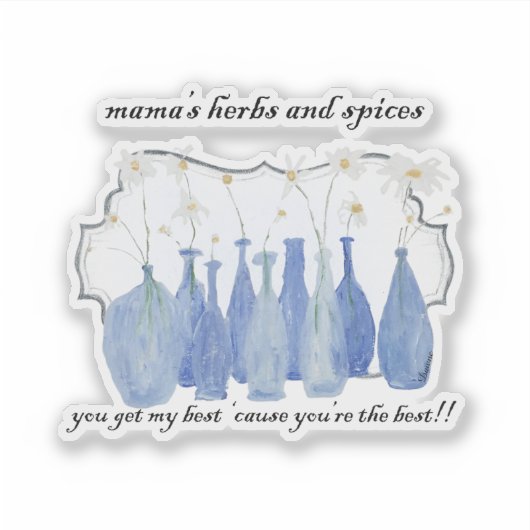 Hand Painted Daisy Rosemary Jar Bottle  シール (正面)