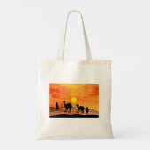 Hand-painted Desert Sunset Camel Tote Bag トートバッグ (裏面)
